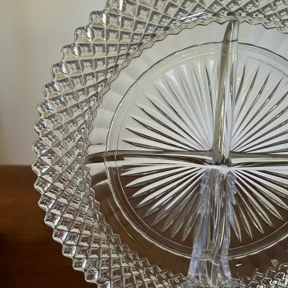 Miss American Divided Clear Glass Plate by Anchor Hocking Relish Dish Condiment - Picture 3 of 11